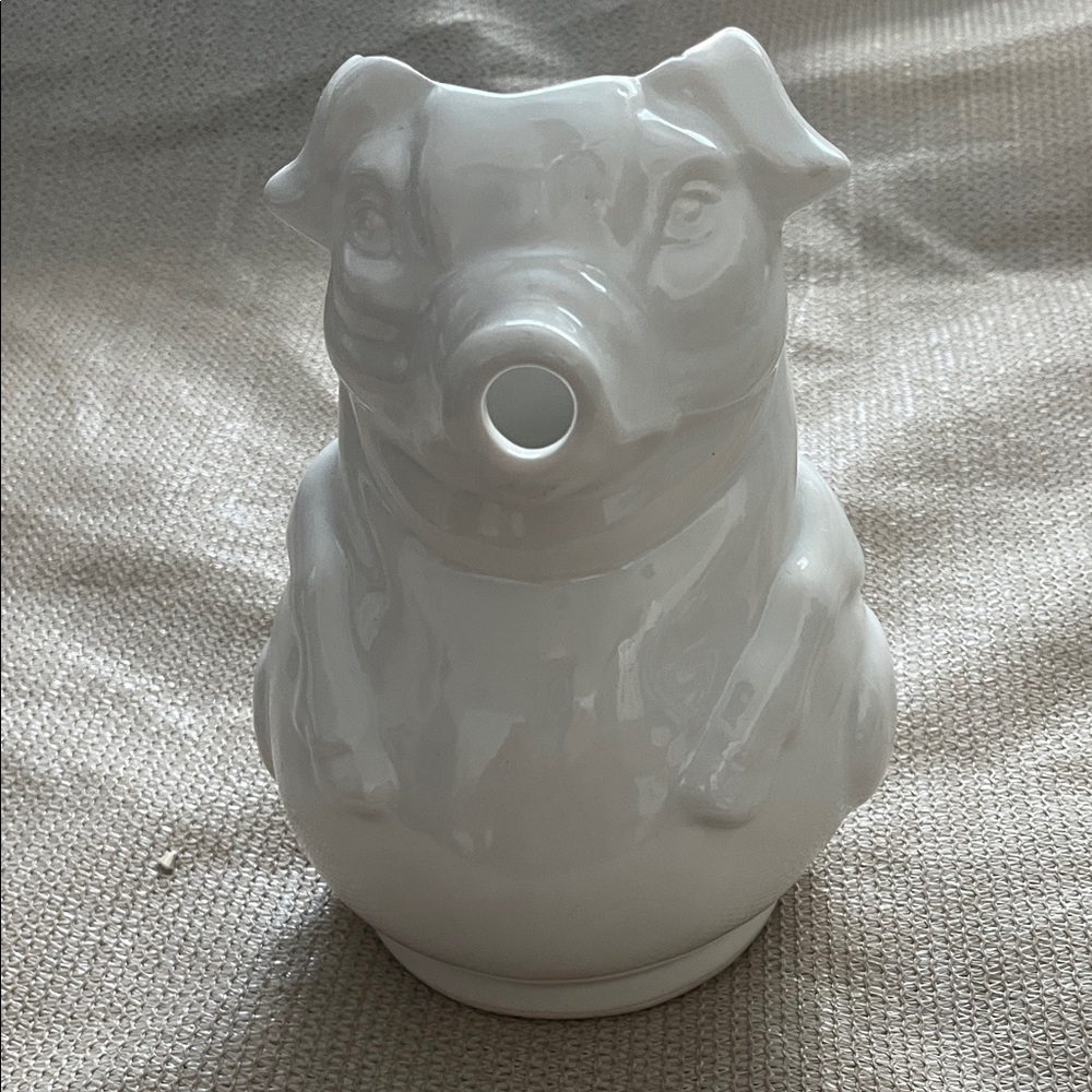 White Ceramic Pig Pitcher 9 inch
